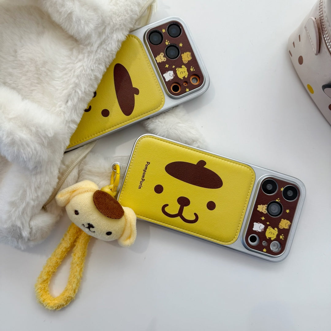 "Sunny Pompom" Case - Various Expressions Print with Adorable Phone Charm for iPhone 17/16/15 Pro Max | Trendy Sanrio-Inspired Accessory