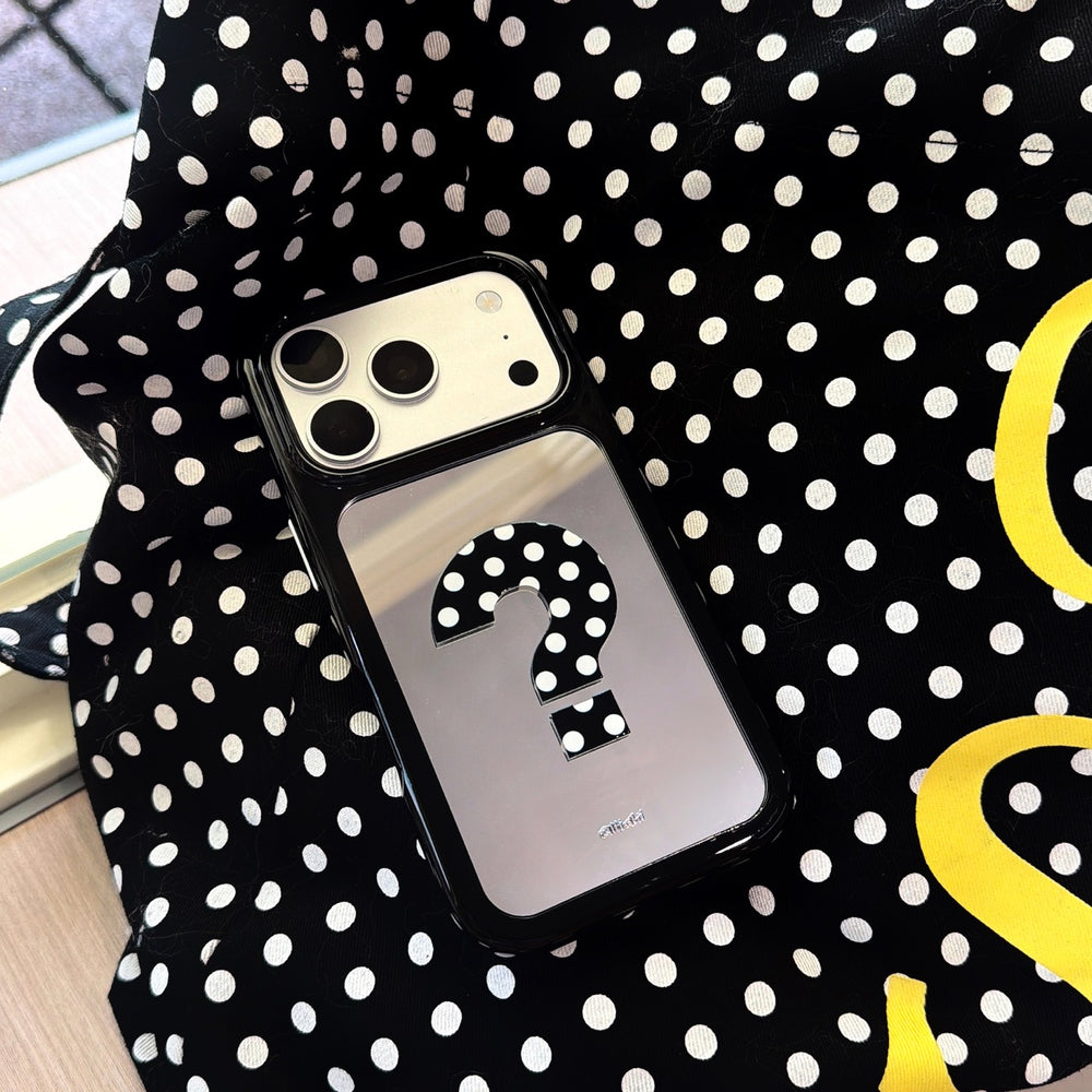 Black and white polka dot question mark phone case