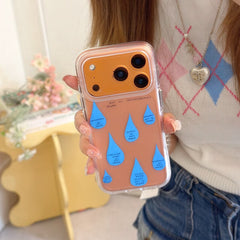 Hand holding blue water drop clear iPhone case