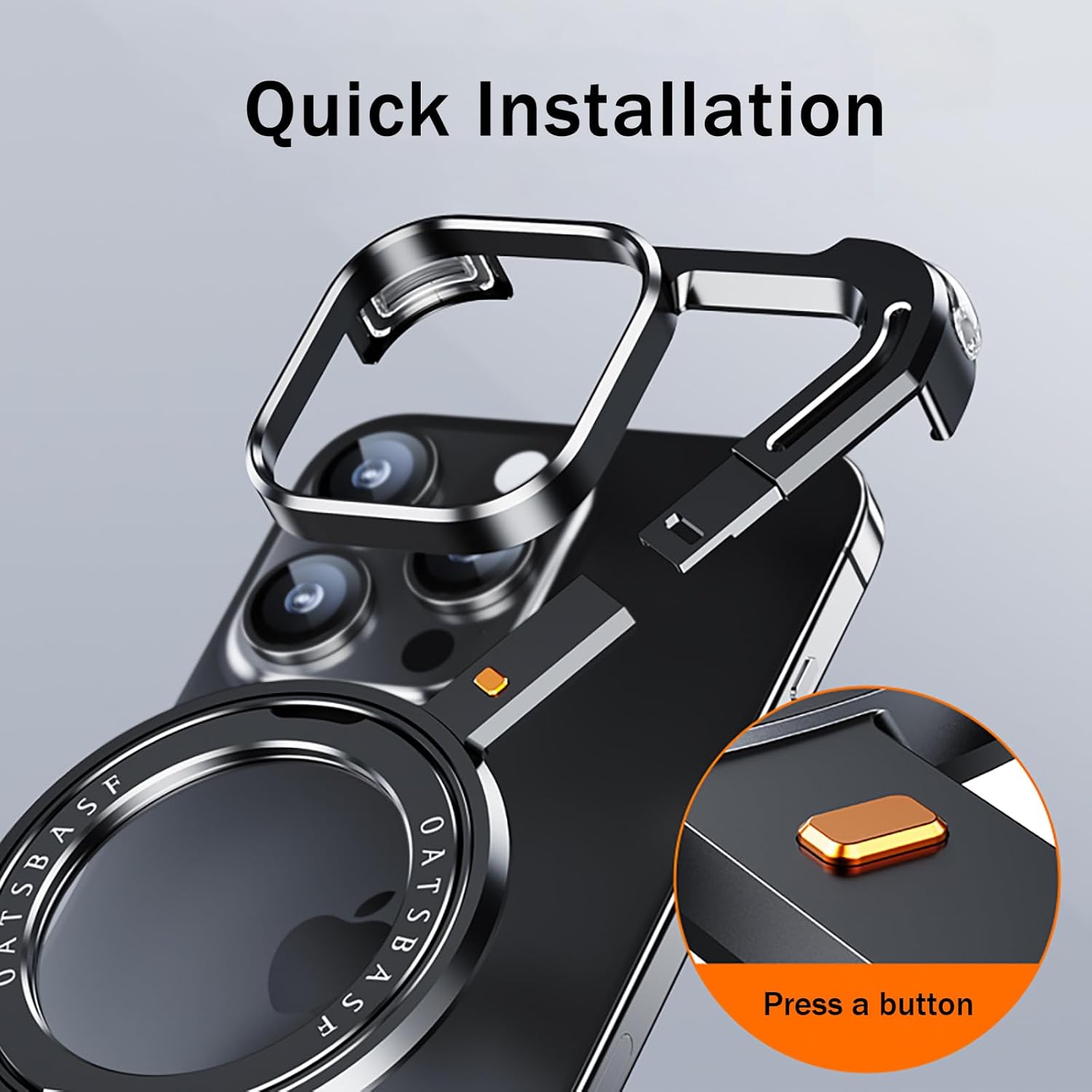 Minimalist Phone Case Compatible with iPhone 17 Pro , 360° Rotation Kickstand Aluminum Metal Frameless Design Bumper Z Case, Protective Shock Grade Shell