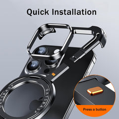 Minimalist Phone Case Compatible with iPhone 17 Pro , 360° Rotation Kickstand Aluminum Metal Frameless Design Bumper Z Case, Protective Shock Grade Shell