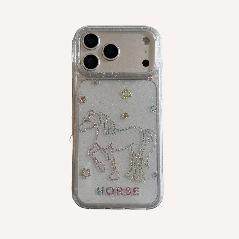 Glitter and sequins colorful lines pony phone case
