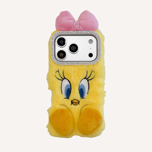 Yellow plush Tweety Bird phone case