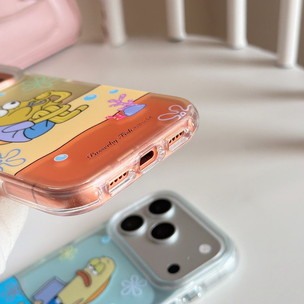 Detailed close-up showing the precise bottom speaker and charging port cutouts of a clear protective phone case.