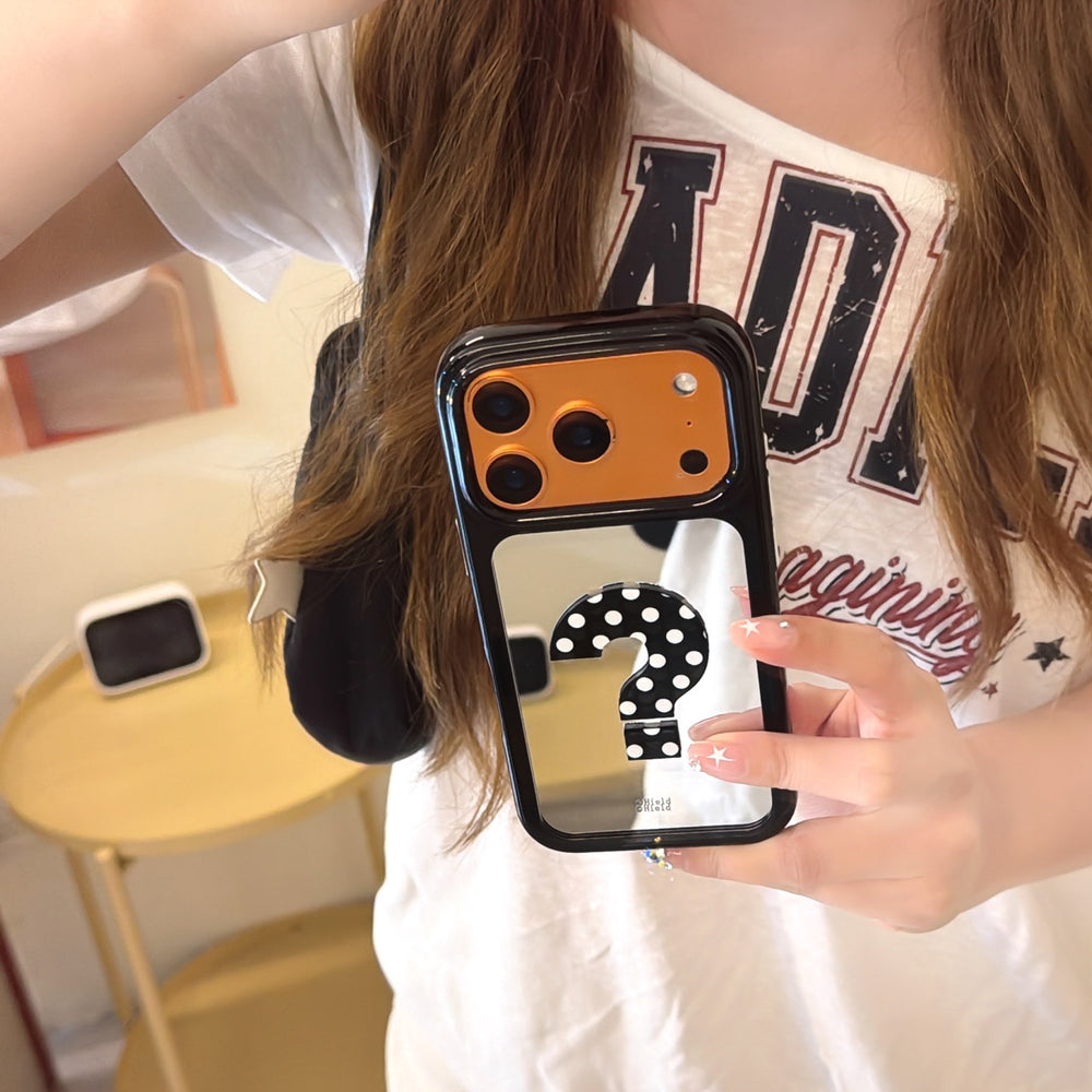 Mirror selfie with question mark clear iPhone case