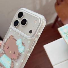 Close-up of pixel kitty iPhone case with raised camera border