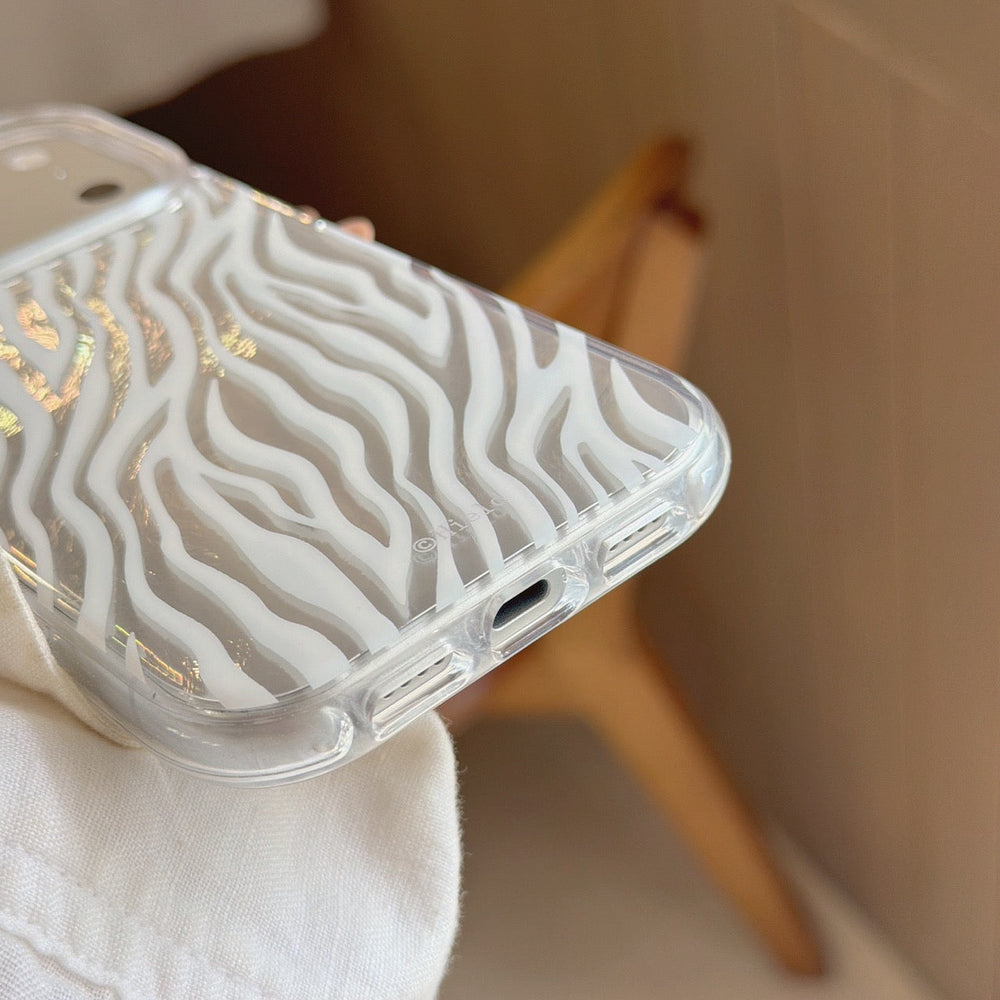 White zebra print iPhone case front view